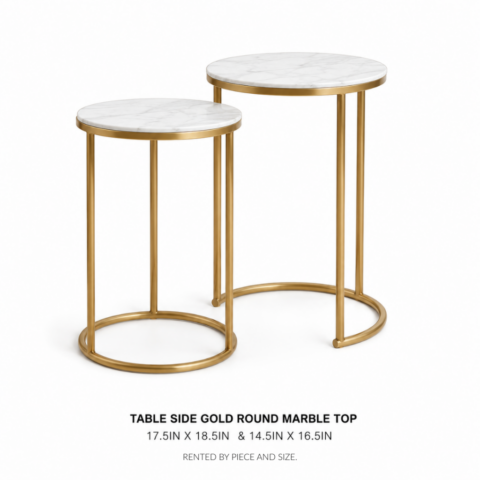 TABLE SIDE GOLD ROUND MARBLE TOP CELEBRATIONS CAYMAN RENTAL EVENTS WEDDINGS PARTY TABLE SIDE GOLD ROUND MARBLE TOP