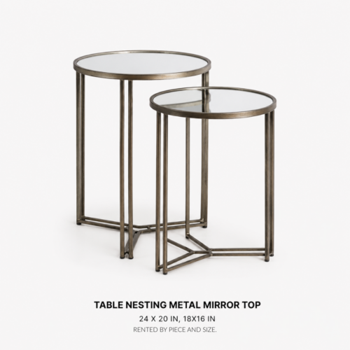TABLE_NESTING_METAL_MIRROR_TOP_24IN_X_20IN_AND_18IN_X_16IN_NESTING_SIDE_TABLE_SET_ANTIQUE_BRONZE_METAL_FRAME_ROUND_MIRROR_TOP_ACCENT_TABLES_MODERN_LOUNGE_FURNITURE_GLAM_EVENT_DECOR_RENTAL_WEDDINGS_EVENTS_PARTY_CAYMAN_ISLANDS_CELEBRATIONS