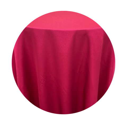 tablecloth fuchsia crepe-back satin round 132in