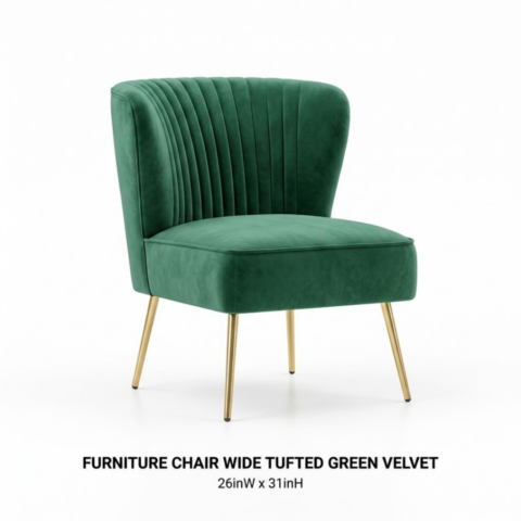 CELEBRATIONS CAYMAN RENTAL EVENTS WEDDINGS PARTY FURNITURE CHAIR WIDE TUFFED GREEN VELEVT
