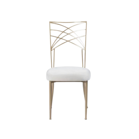 chair champagne gold steel with ivory seat pads