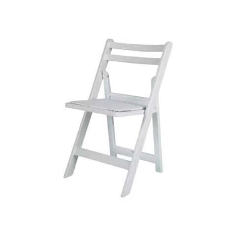 chair white plastic folding with seat pad