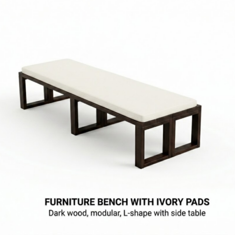 CELEBRATIONS CAYMAN RENTAL EVENTS WEDDINGS PARTY FURNITURE BENCH WITH IVORY PADS