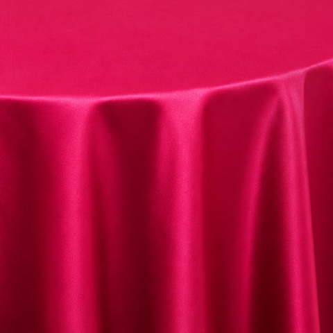 CELEBRATIONS CAYMAN RENTAL TABLE linens_TABLECLOTH FUCHSIA CREPE-BACK SATIN ROUND 132IN