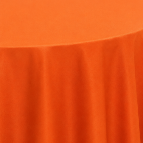 CELEBRATIONS CAYMAN RENTAL TABLECLOTH ORANGE POLY ROUND 132IN