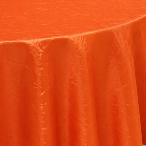 CELEBRATIONS CAYMAN RENTAL TABLECLOTH ORANGE CRUSHED LIGHT ROUND 132IN