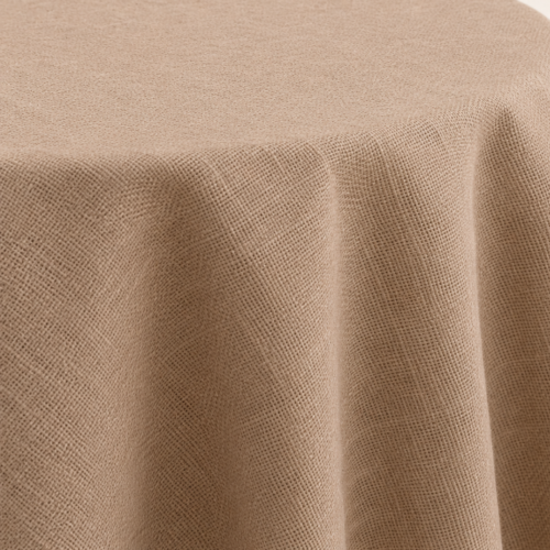 TABLECLOTH BURLAP NATURAL ROUND 132inD