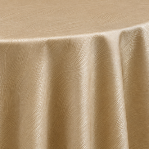 CELEBRATIONS CAYMAN RENTAL TABLECLOTH CHAMPAGNE SOMBRA REVERSIBLE ROUND 132IN