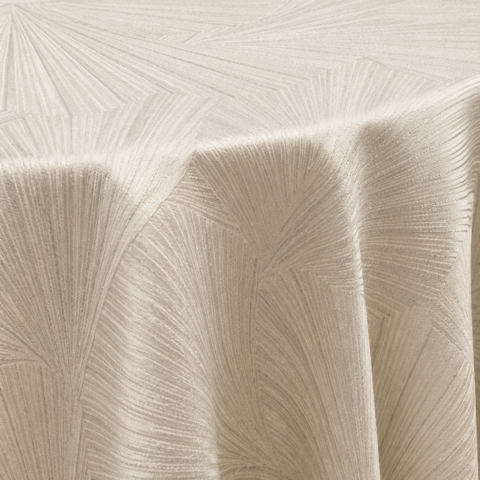 CELEBRATIONS CAYMAN RENTAL TABLE LINENS_TABLECLOTH NATURAL ABANICO REVERSIBLE ROUND 132inD