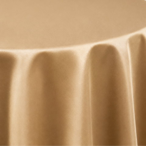 CELEBRATIONS CAYMAN RENTAL TABLECLOTH GOLD LAMOUR ROUND 132IN
