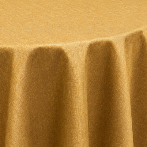 CELEBRATIONS CAYMAN RENTAL TABLE linens_TABLECLOTH GOLD SIENNA ROUND 132IN