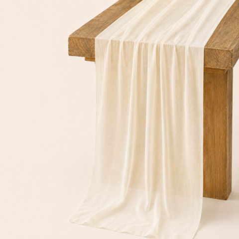CELEBRATIONS CAYMAN RENTAL TABLE LINENS_TABLE RUNNER IVORY RUSTIC 120inL X 30inW
