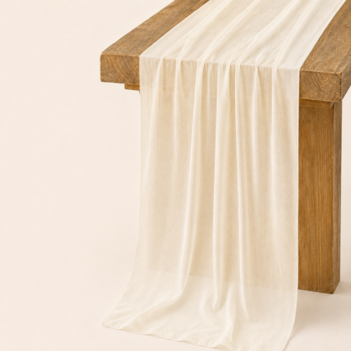 TABLE RUNNER IVORY RUSTIC  120inL X 30inW
