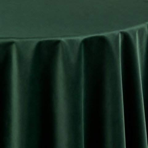 CELEBRATIONS CAYMAN RENTAL TABLECLOTH GREEN HUNTER VELVET ROUND 132IN