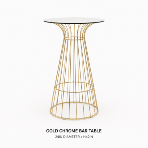 CELEBRATIONS CAYMAN RENTAL GOLD CHROME BAR TABLE