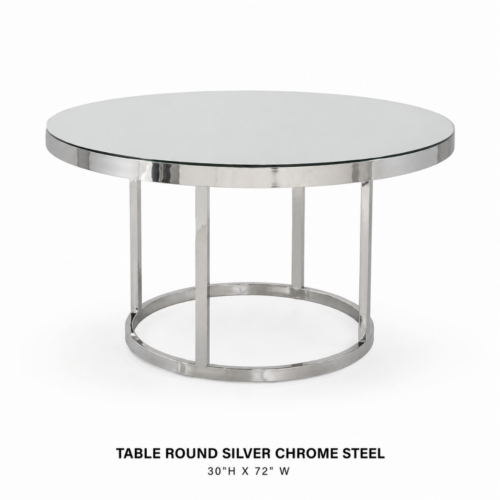 Table Round Silver Chrome Steel
