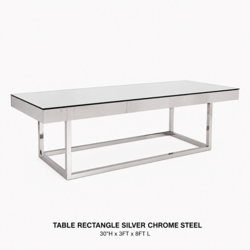 Table Rectangle Silver Chrome Steel