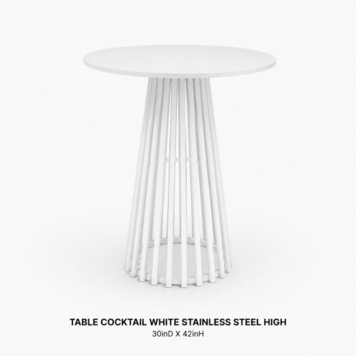 Table Cocktail White Stainless Steel High
