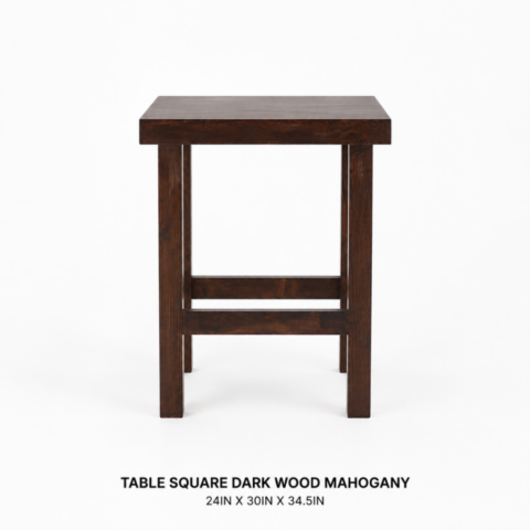 CELEBRATIONS CAYMAN RENTAL TABLE SQUARE DARK WOOD MAHOGANY 24IN X 30IN X 34.5IN