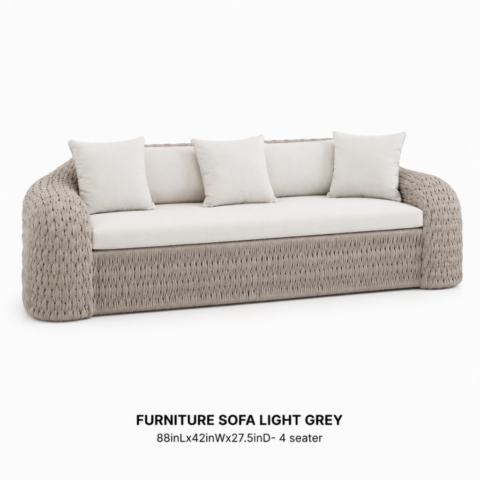 CELEBRATIONS GRAND CAYMAN RENTAL PARTY EVENTS FURNITURE SOFA LIGHT GREY 88inLx42inWx27.5inD- 4 seater
