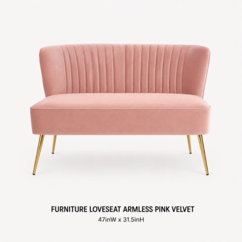 CELEBRATIONS CAYMAN RENTAL EVENTS WEDDINGS PARTY FURNITURE LOVESEAT ARMLESS PINK VELVET