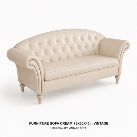 CELEBRATIONS GRAND CAYMAN RENTAL PARTY EVENTS FURNITURE SOFA CREAM 75X30X40in VINTAGE