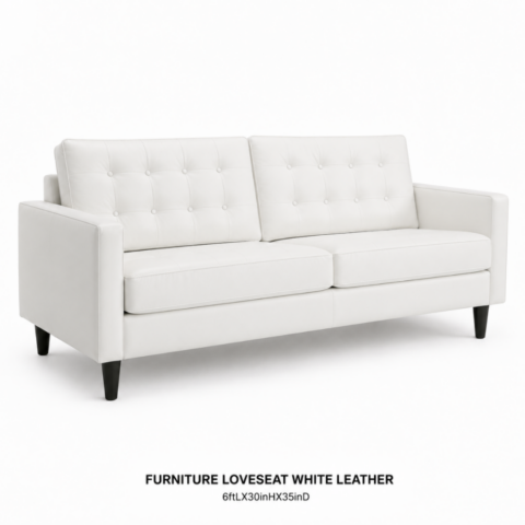 CELEBRATIONS CAYMAN RENTAL EVENTS WEDDINGS PARTY FURNITURE LOVESEAT WHITE LEATHER
