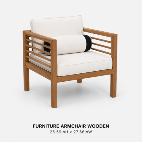 CELEBRATIONS CAYMAN RENTAL EVENTS WEDDINGS FURNITURE ARMCHAIR WOODEN CUSHION