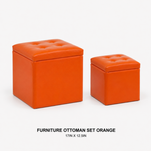 CELEBRATIONS CAYMAN RENTAL EVENTS WEDDINGS PARTY FURNITURE OTTOMAN SET ORANGE