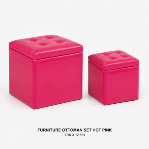 CELEBRATIONS CAYMAN RENTAL EVENTS WEDDINGS PARTY FURNITURE OTTOMAN SET HOT PINK