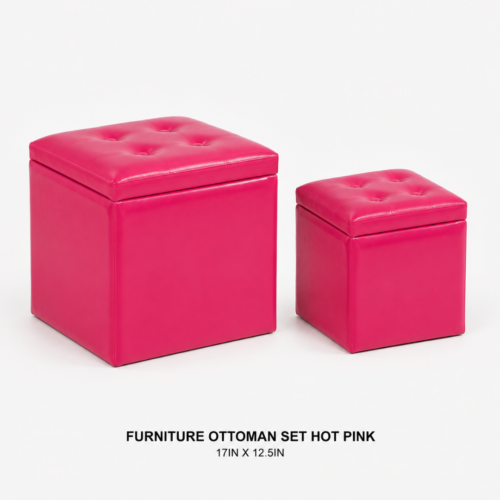 FURNITURE_OTTOMAN_SET_HOT_PINK_17IN_X_12_5IN_HOT_PINK_VINYL_OTTOMAN_SET_TUFTED_TOP_STORAGE_OTTOMANS_CUBE_SEATING_MODERN_LOUNGE_FURNITURE_BRIGHT_EVENT_DECOR_ACCENT_SEATING_RENTAL_WEDDINGS_EVENTS_PARTY_CAYMAN