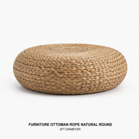 CELEBRATIONS CAYMAN RENTAL EVENTS WEDDINGS PARTY FURNITURE OTTOMAN ROPE NATURAL ROUND