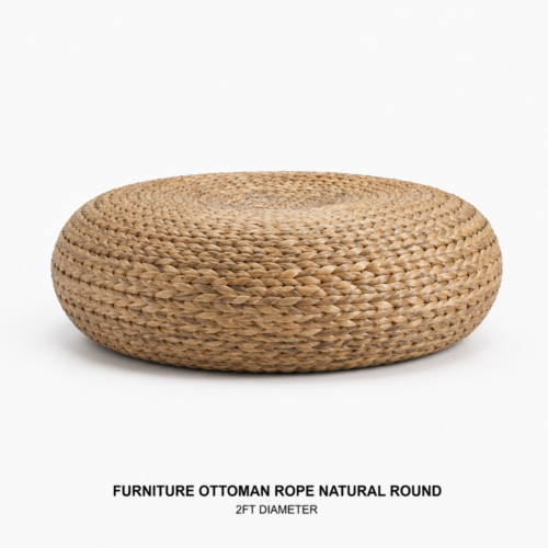 FURNITURE_OTTOMAN_ROPE_NATURAL_ROUND_2FT_DIAMETER_NATURAL_WOVEN_ROPE_OTTOMAN_ROUND_FLOOR_CUSHION_BOHO_TROPICAL_LOUNGE_SEATING_COASTAL_EVENT_FURNITURE_ISLAND_STYLE_DECOR_RENTAL_WEDDINGS_EVENTS_PARTY_CAYMAN_ISLANDS_CELEBRATIONS