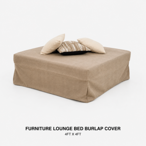 CELEBRATIONS CAYMAN RENTAL EVENTS WEDDINGS PARTY FURNITURE LOUNGE BED BURLAP COVER