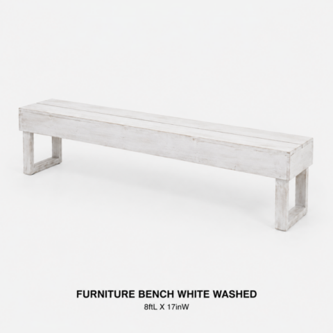 CELEBRATIONS CAYMAN RENTAL EVENTS WEDDINGS PARTY FURNITURE BENCH WHITE WASHED