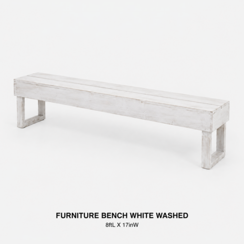 FURNITURE_BENCH_WHITE_WASHED_8FTL_X_17INW_WHITE_WASHED_WOOD_BENCH_DISTRESSED_FINISH_FARMHOUSE_SEATING_COMMUNAL_BENCH_RUSTIC_EVENT_FURNITURE_CEREMONY_SEATING_RENTAL_WEDDINGS_EVENTS_PARTY_CAYMAN_ISLANDS_CELEBRATIONS
