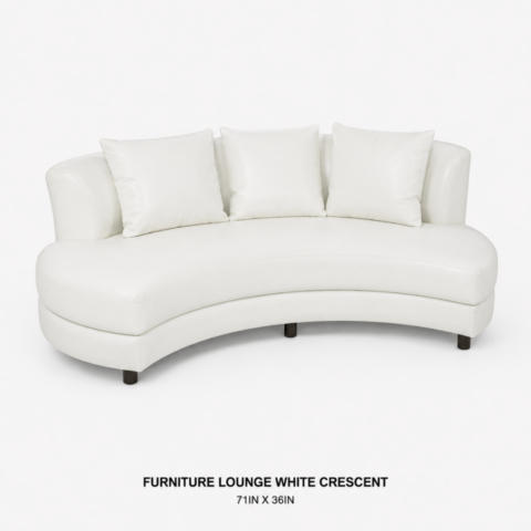 CELEBRATIONS GRAND CAYMAN RENTAL PARTY EVENTS FURNITURE LOUNGE WHITE CRESCENT 71 IN X 36 IN