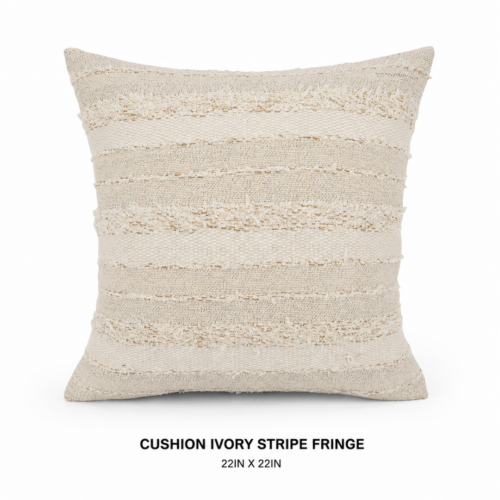 CUSHION_IVORY_STRIPE_FRINGE_22IN_X_22IN_DECORATIVE_THROW_PILLOW_IVORY_WOVEN_STRIPE_PATTERN_TEXTURED_FRINGE_DETAIL_BOHO_ACCENT_CUSHION_COASTAL_TROPICAL_LOUNGE_SEATING_SOFA_DECOR_RENTAL_WEDDINGS_EVENTS_PARTY_CAYMAN_ISLANDS_CELEBRATIONS