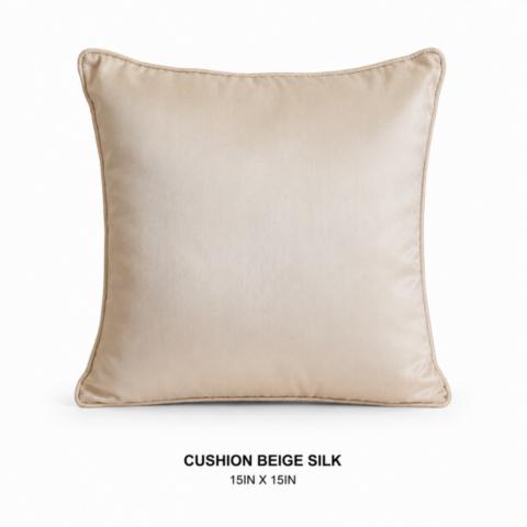 CELEBRATIONS GRAND CAYMAN RENTAL PARTY EVENTS CUSHION BEIGE SILK 15IN X 15IN