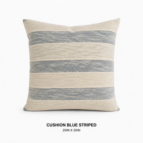 CUSHION_BLUE_STRIPED_20IN_X_20IN_DECORATIVE_THROW_PILLOW_BLUE_AND_IVORY_WOVEN_STRIPE_PATTERN_TEXTURED_FABRIC_ACCENT_CUSHION_COASTAL_TROPICAL_LOUNGE_SEATING_SOFA_DECOR_RENTAL_WEDDINGS_EVENTS_PARTY_CAYMAN_ISLANDS_CELEBRATIONS