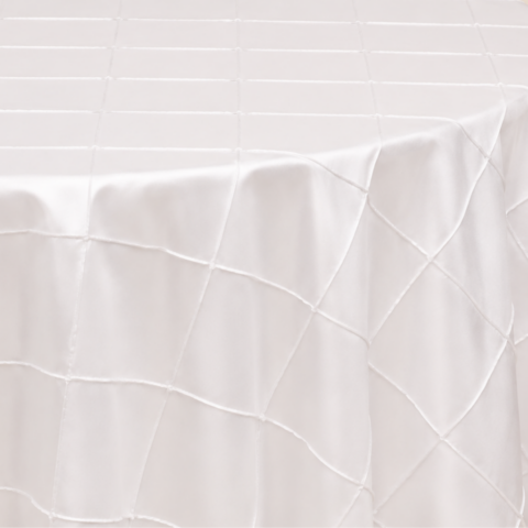 CELEBRATIONS CAYMAN RENTAL TABLECLOTH WHITE PINTUCK LUSTRE ROUND 132inD