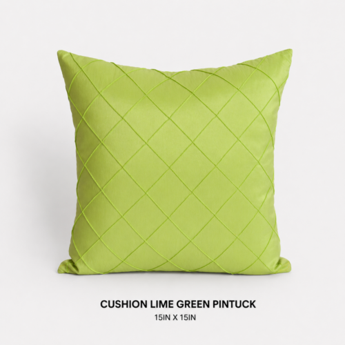 CUSHION LIME GREEN PINTUCK 15IN X 15IN