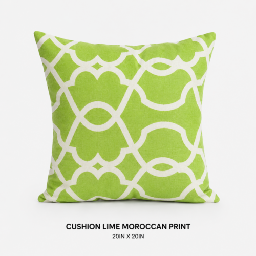 CUSHION LIME MOROCCAN PRINT 20IN X 20IN