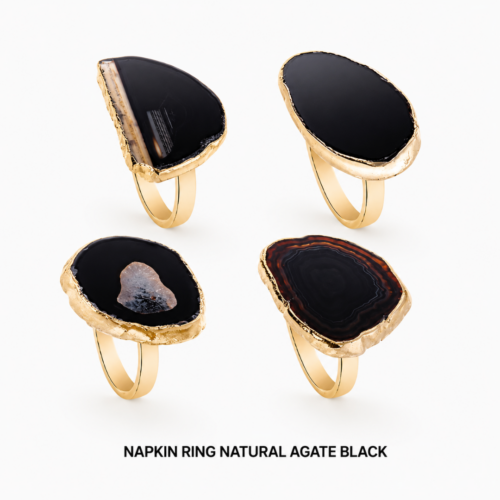 NAPKIN_RING_NATURAL_AGATE_BLACK_GOLD_EDGE_TABLE_SETTING_DECOR_RENTAL_WEDDINGS_EVENTS_PARTY_CAYMAN_ISLANDS_CELEBRATIONS