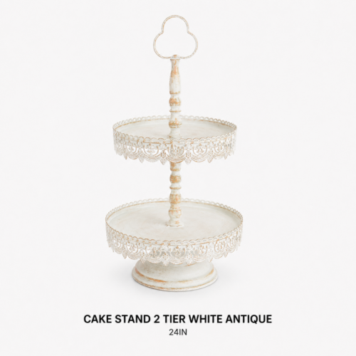 CAKE_STAND_2_TIER_WHITE_ANTIQUE_24IN_VINTAGE_PEDESTAL_DESSERT_DISPLAY_CAKE_TABLE_DECOR_RENTAL_WEDDINGS_EVENTS_PARTY_CAYMAN_ISLANDS_CELEBRATIONS