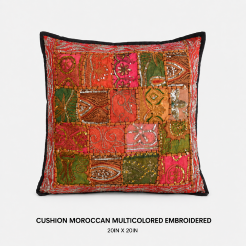 CELEBRATIONS GRAND CAYMAN RENTAL PARTY EVENTS CUSHION MOROCCAN MULTICOLORED EMBROIDERED 20IN