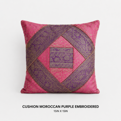 CELEBRATIONS GRAND CAYMAN RENTAL PARTY EVENTS CUSHION MOROCCAN PURPLE EMBROIDERED 15IN X 15IN