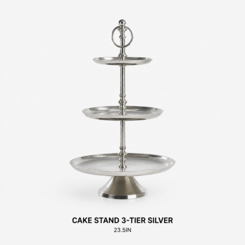 CAKE_STAND_3_TIER_SILVER_23.5IN_H_METAL_DESSERT_DISPLAY_SERVING_STAND_RENTAL_WEDDINGS_EVENTS_PARTY_CAYMAN_ISLANDS_CELEBRATIONS