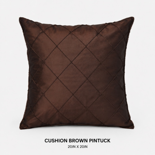 CUSHION BROWN PINTUCK 20inL X 20inW