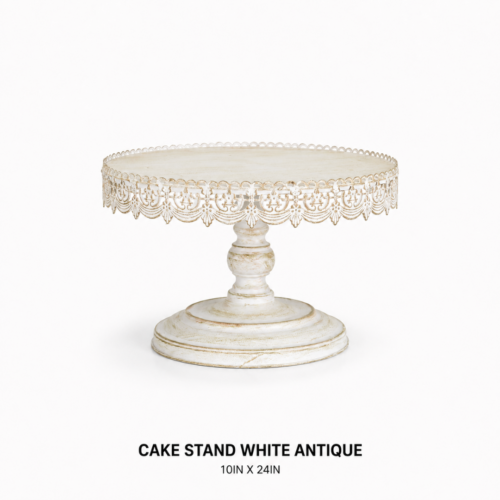 CAKE_STAND_WHITE_ANTIQUE_10IN_X_24IN_VINTAGE_PEDESTAL_DESSERT_DISPLAY_CAKE_TABLE_DECOR_RENTAL_WEDDINGS_EVENTS_PARTY_CAYMAN_ISLANDS_CELEBRATIONS